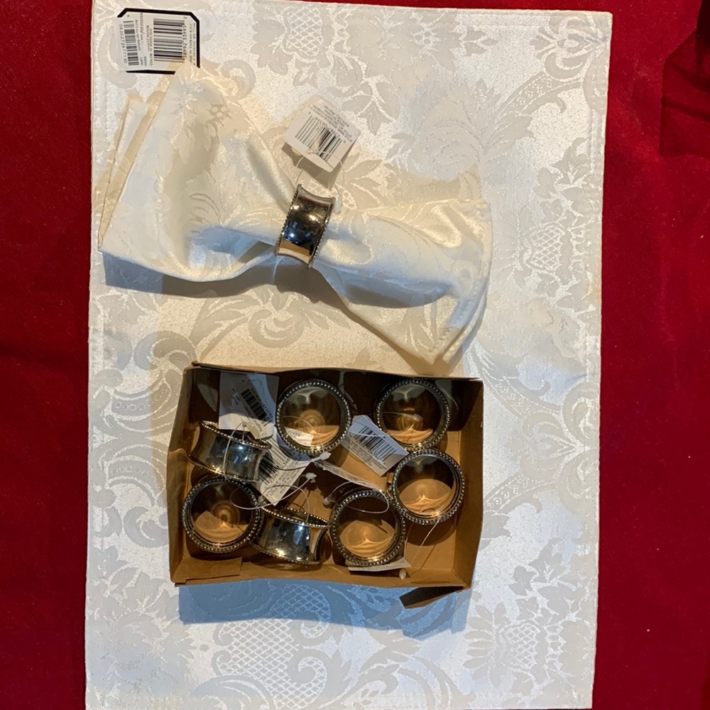 Macy’s Silver Napkin Rings with bead trim - set of 8